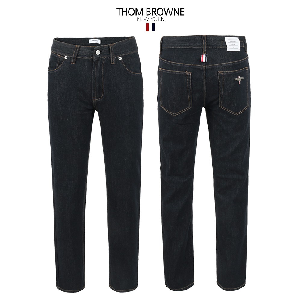 톰브라운 블랙 논페이드 일자 스판 데님 청바지