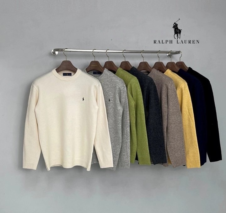폴로 베이직 자수 울 니트