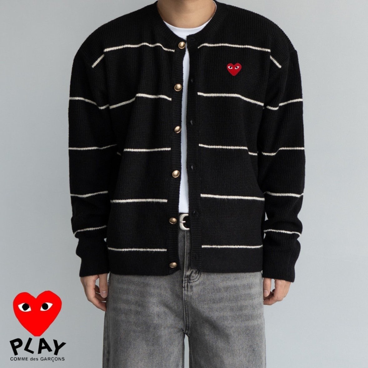 💕 꼼* 스트라이프 캐시 라운드 가디건