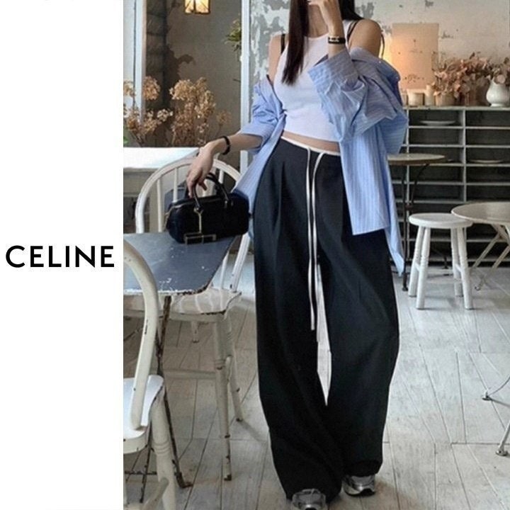 💕 셀** 핀턱 이중배색 와이드팬츠