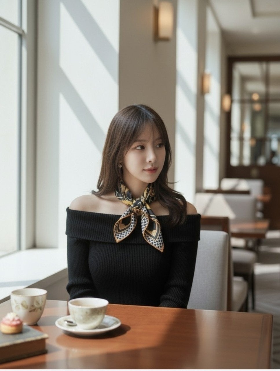 💕 에*** 홀스 도트 캐릭 스카프