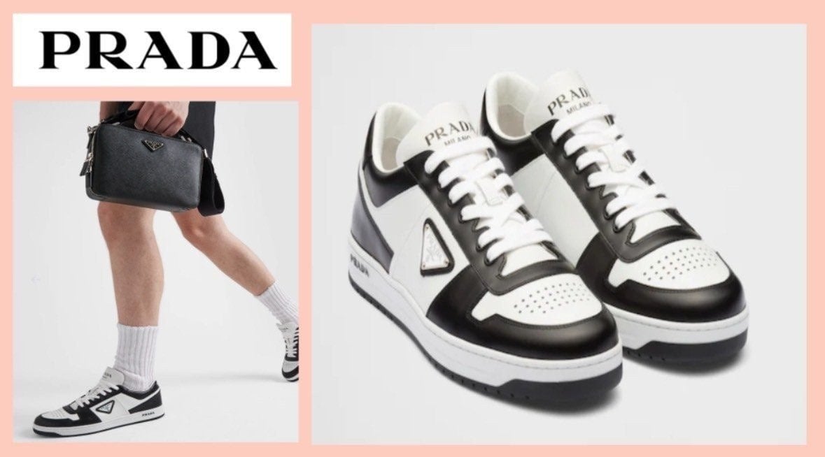 💕 프** 남성 다운타운 레더 스니커즈 화이트 블랙