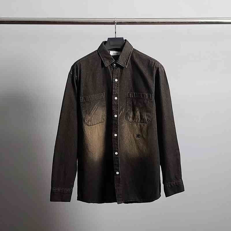 💕 셀** 로고자수 워싱 오버 데님 셔츠