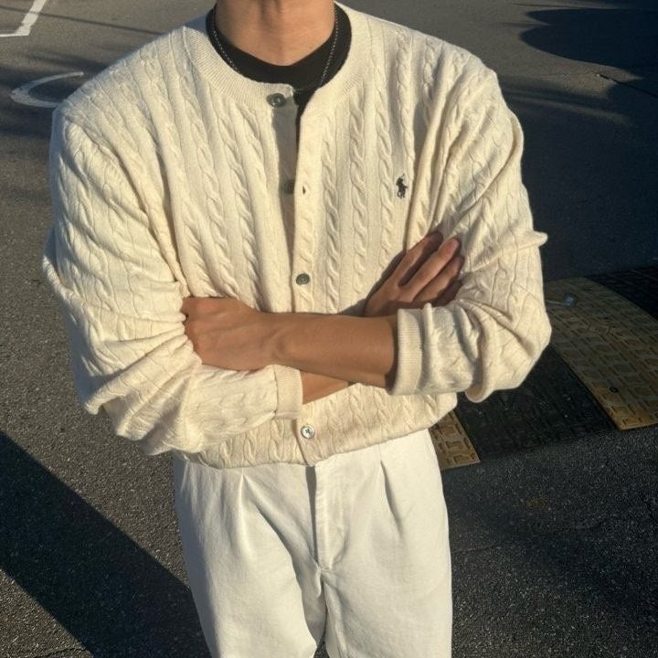 💕 폴* 케이블 니트 라운드 가디건