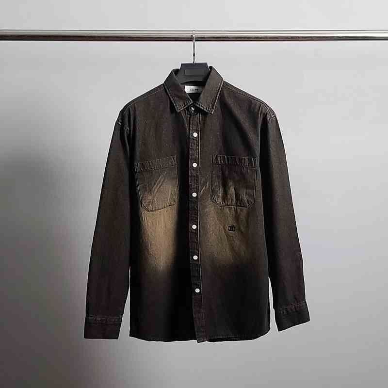 셀린느 로고 자수 워싱 오버 데님 셔츠