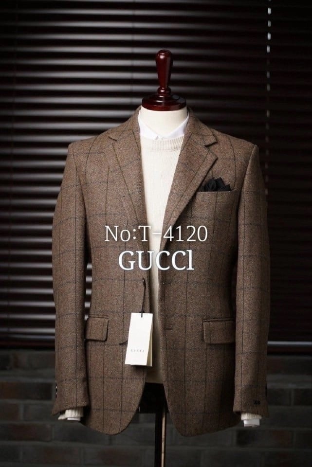 구찌 체크 울 블레이저 자켓