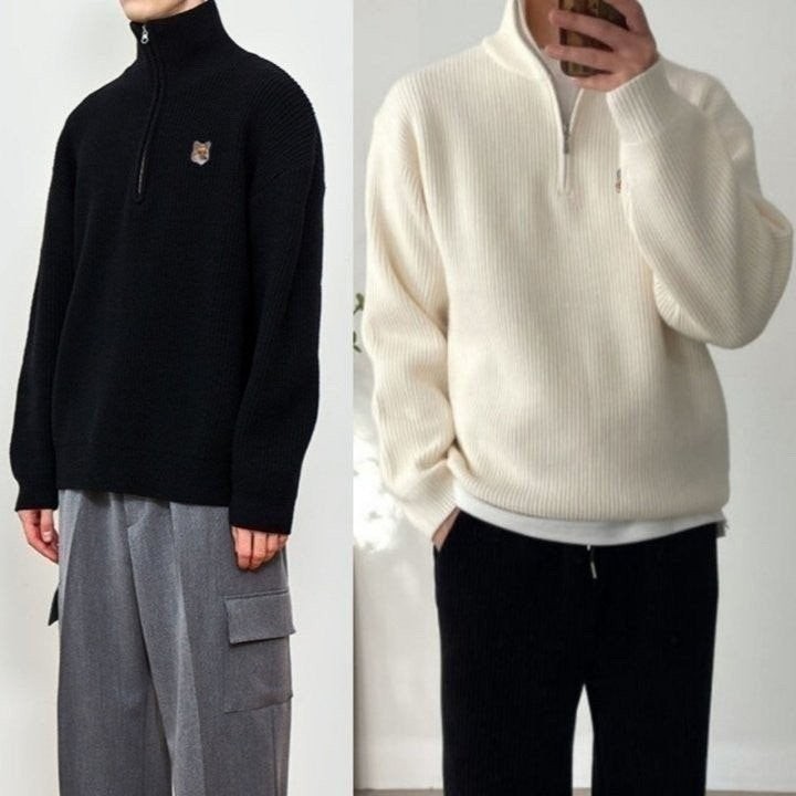 💕 메* 키츠네 캐시하찌 반집업 니트