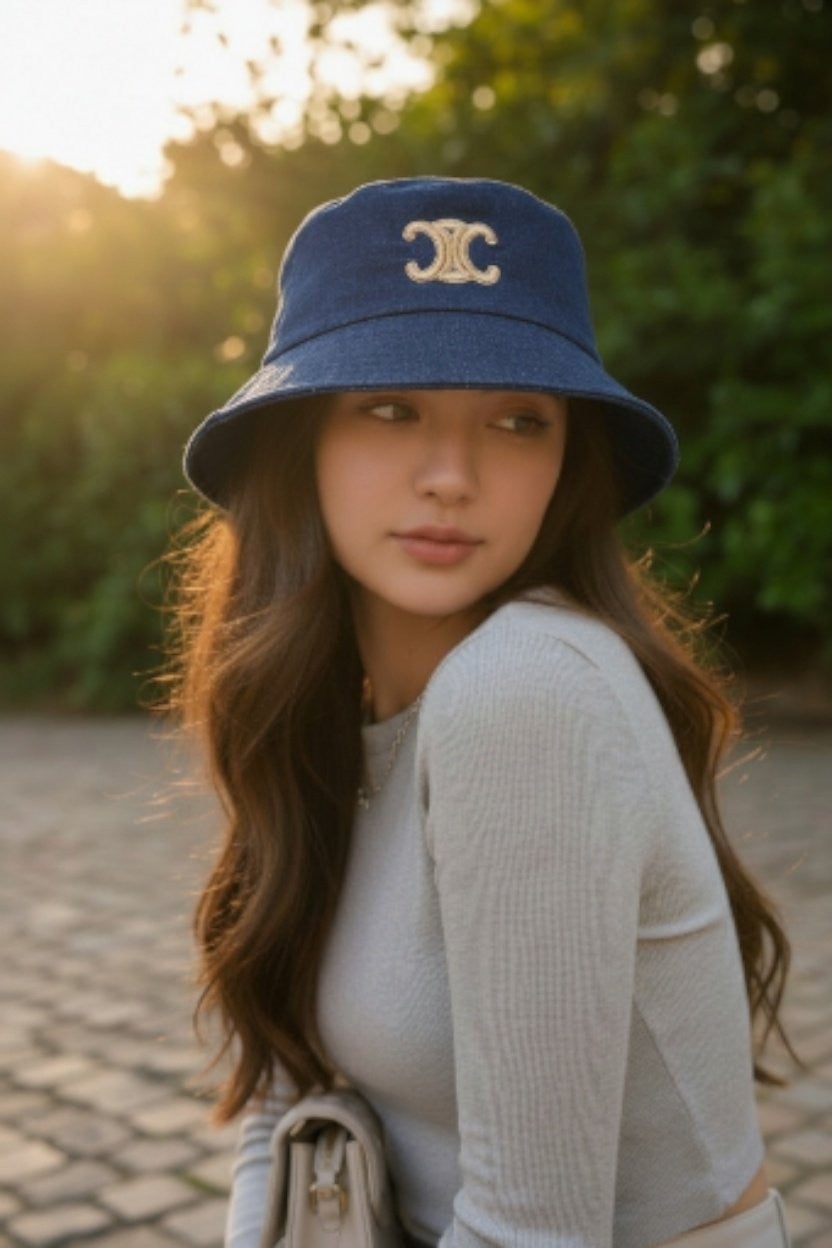 💕 셀** 트리옹프 아플리케 데님 버킷햇 ✔수입