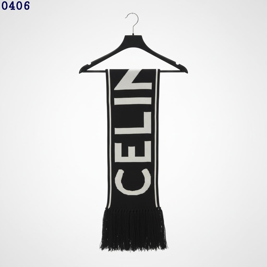 👹셀린느 블랙&화이트 울 캐시미어 머플러👹