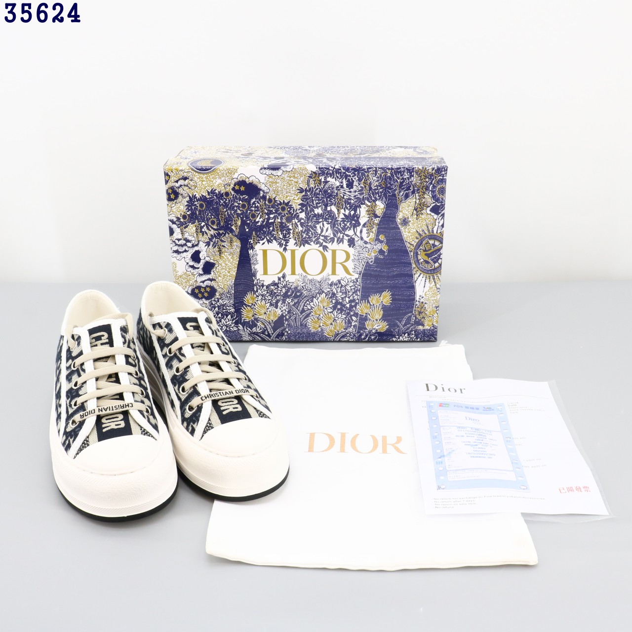 👹디올 워크앤디올 플랫폼 자수 코튼 스니커즈 오블리크 블루👹