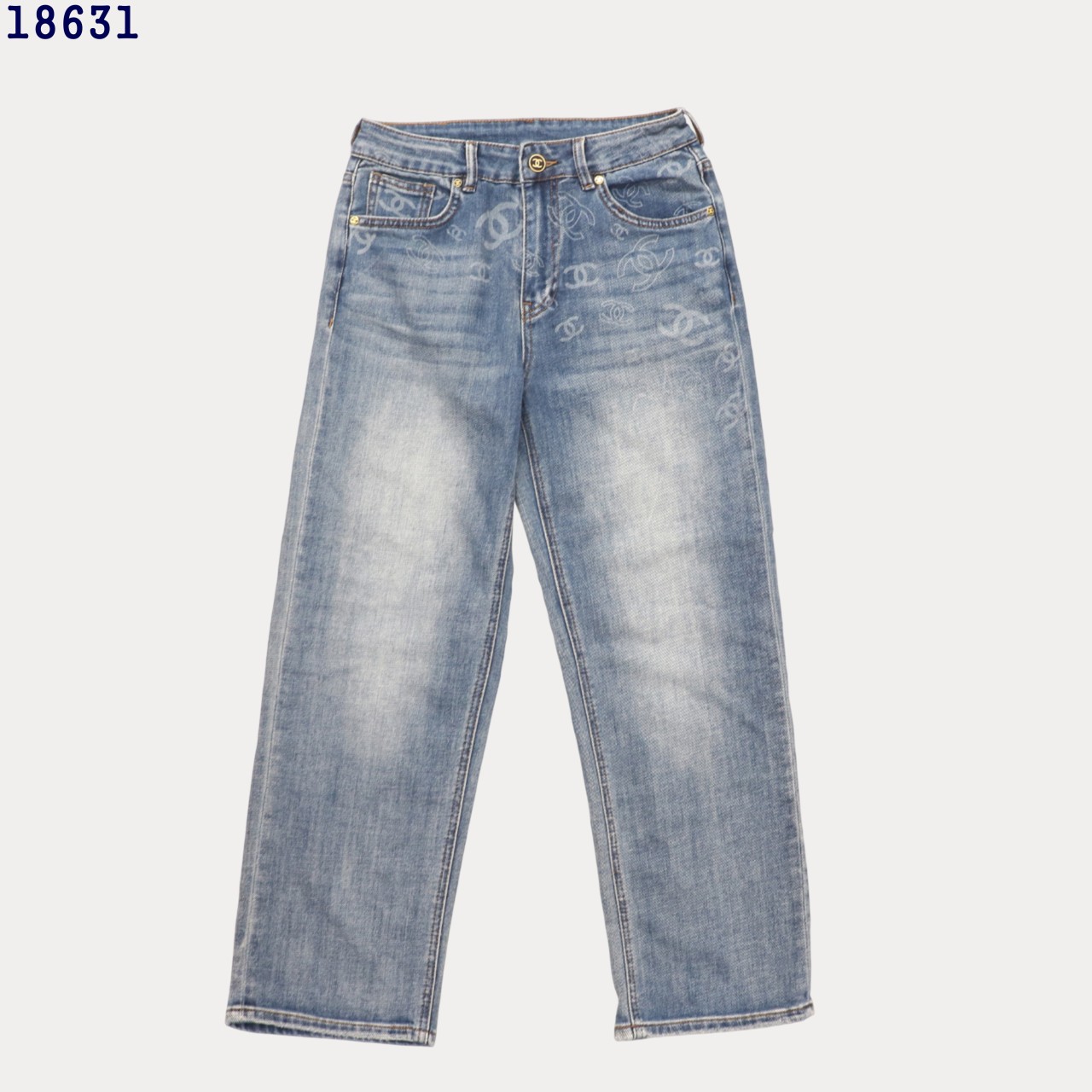 👹샤넬 워터링 CC 로고 스트레이트 데님 팬츠👹