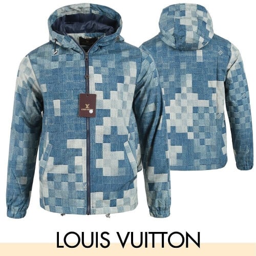 💕 루* 블루 체커보드 윈드 자켓