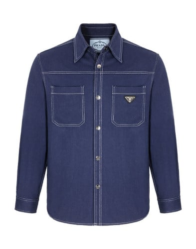 💕 프** 수입 라이트 데님 트라이앵글 로고 재킷 블루