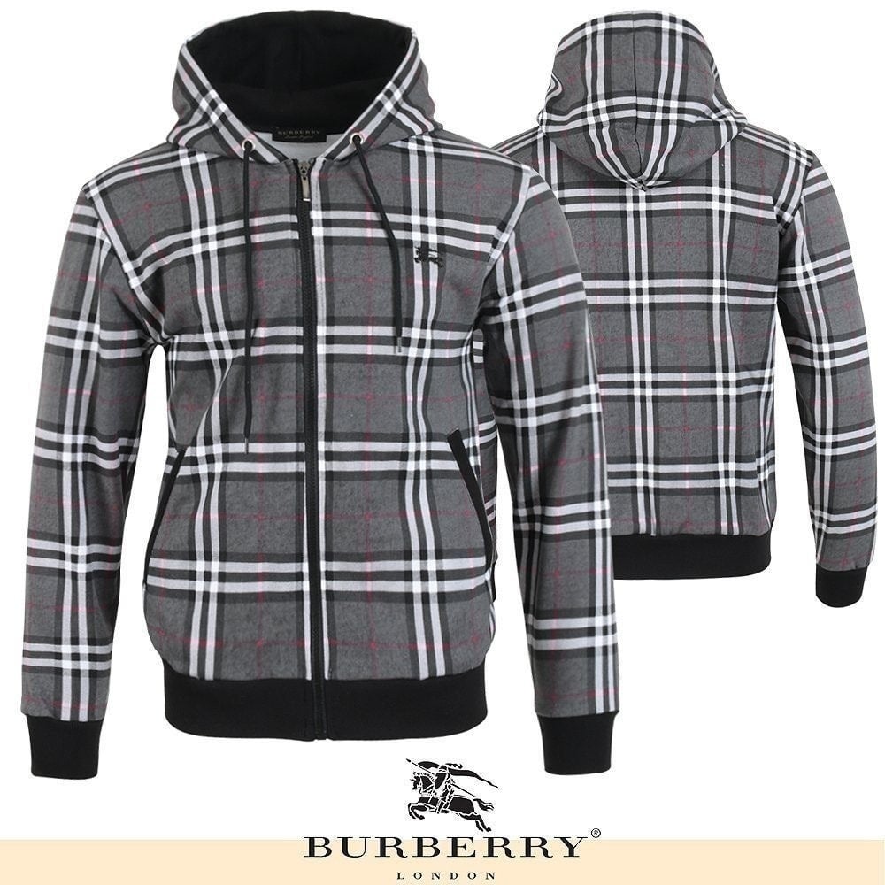 💕 버** 기마 자수 체크 후드 집업