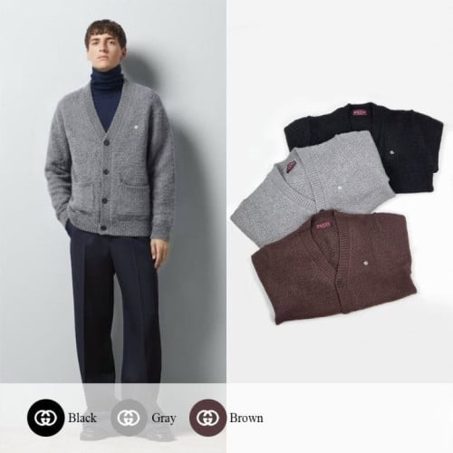 💕 구* GG 자수 로고 피셔맨 니트 가디건