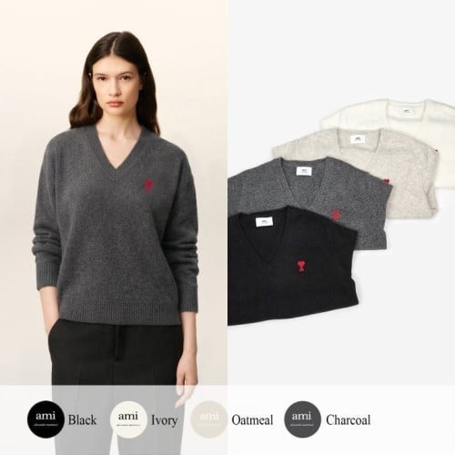 💕 아* 드 꾀흐 엠브로이더리 V넥 울 스웨터 (여성)