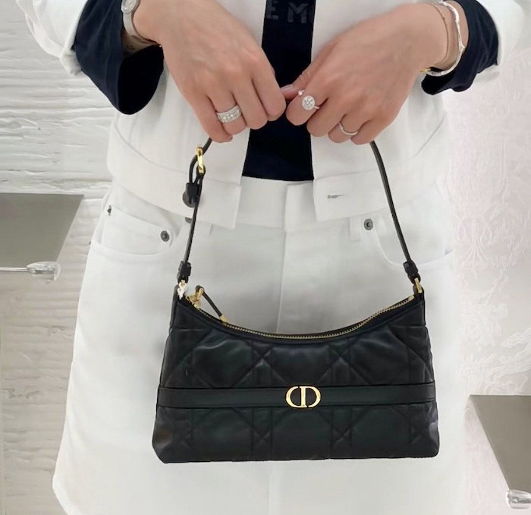 💕 디* 고급 미스 카로 미니 호보 숄더백 블랙