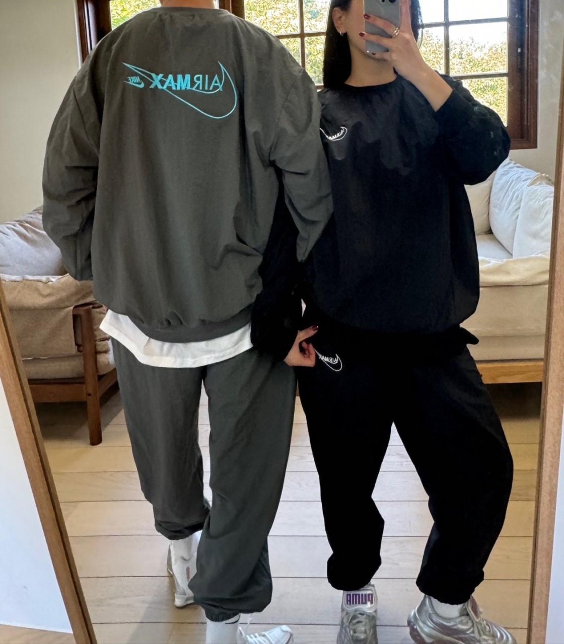 세틴맨투맨 세트