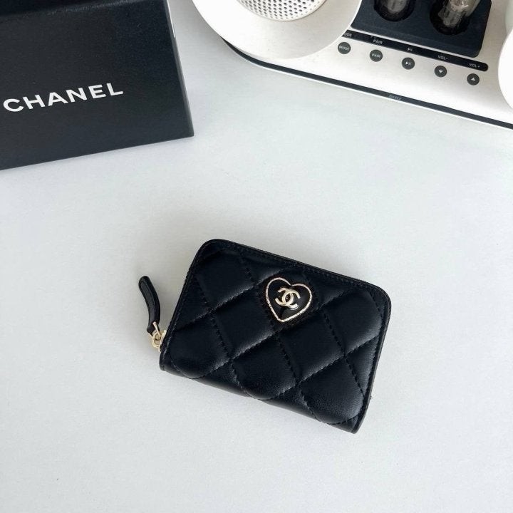 하트 CC로고 지퍼 카드지갑