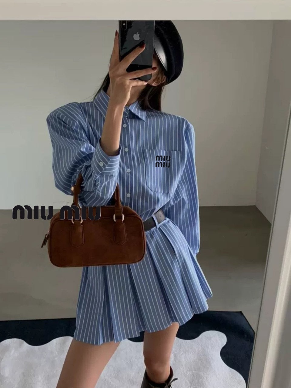 미 자수로고 미니 플리츠 원피스 1533