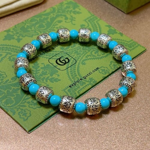 #쥬얼악세사리 2026 구*찌 G8# 925 실버 고스트 비즈 팔찌 브레이슬릿 (터키석) 입고~ (prij 740451)