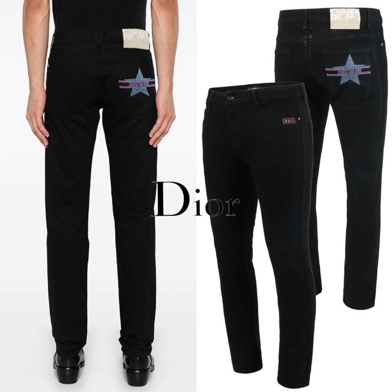 디 D.스타 프린트 블랙진 105