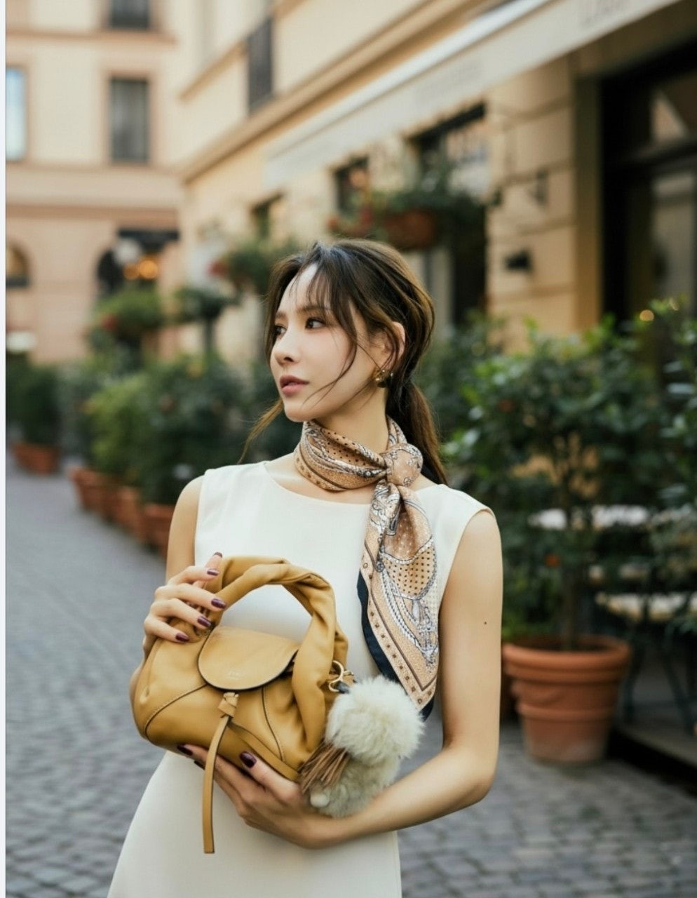 루VVV 세일러 반다나 베이지 스카프