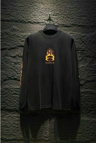 💕 발**** 불꽃 긴팔 워싱 티셔츠