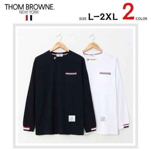 💕 톰* 넥포인트 포켓 슬라브 라운드 티