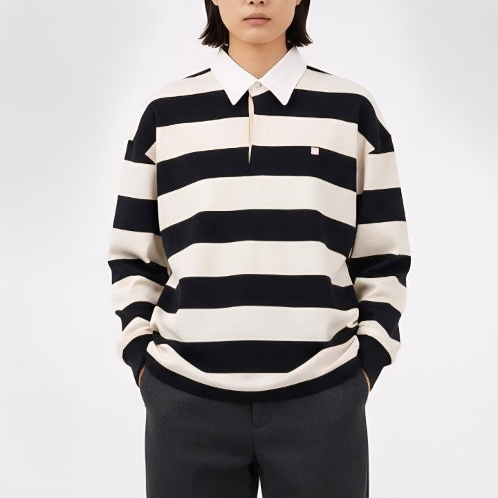 💕 아** 스트라이프 카라긴팔(오버핏)