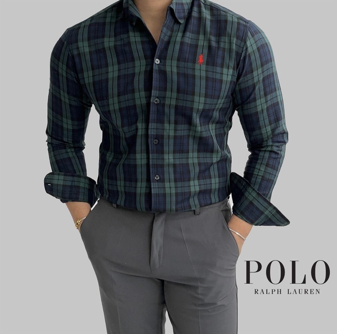 💕 폴* 랄프로렌 그린 깅엄 체크셔츠