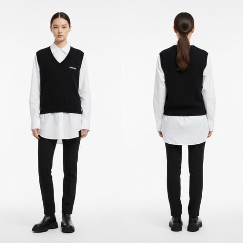 미우미우 인타르시아 V넥 조끼