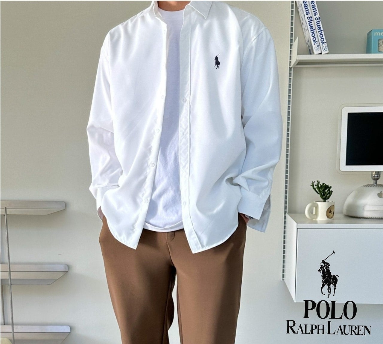 폴 면혼방 오버핏 셔츠 605