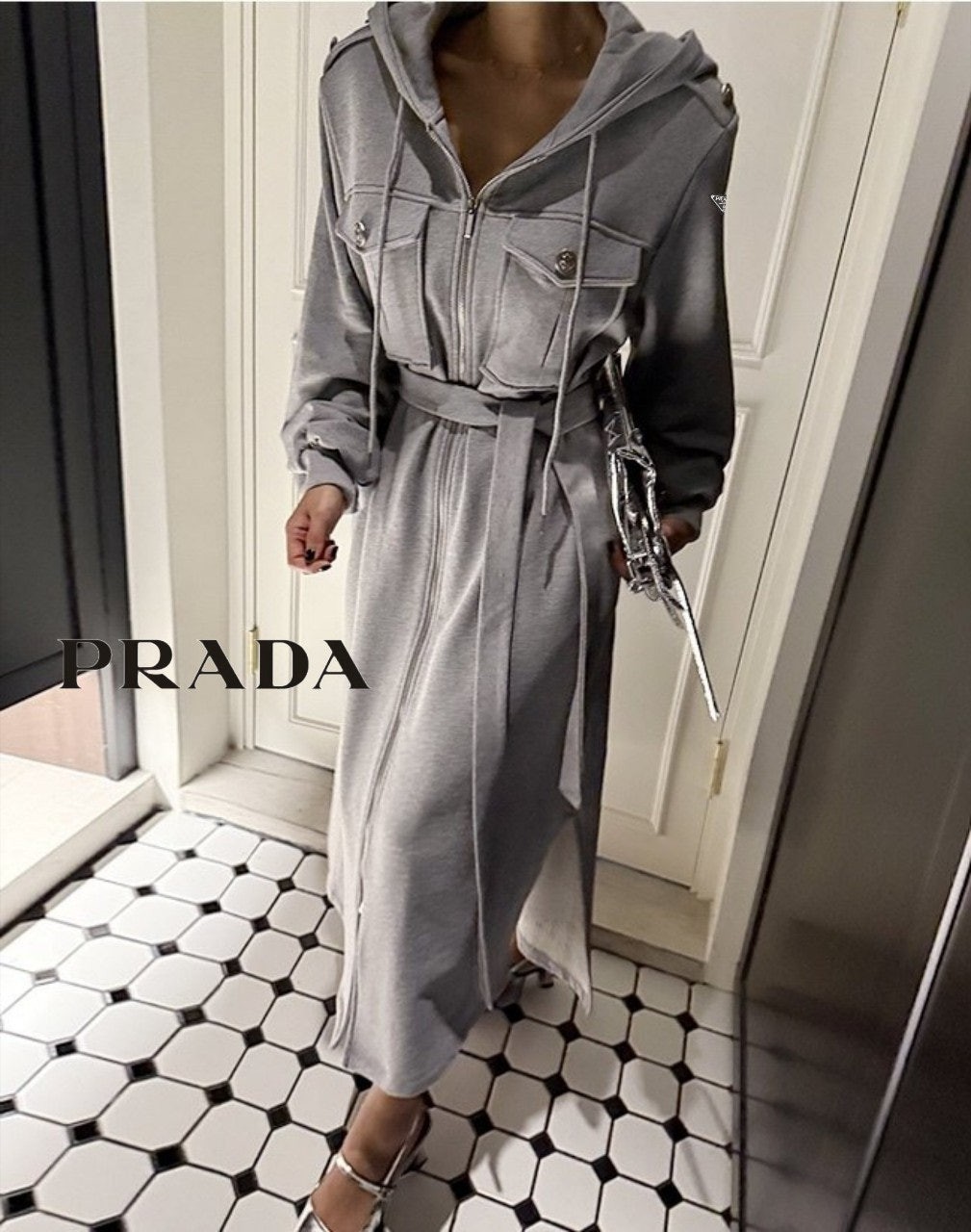 프 포켓 후드롱 원피스 1030