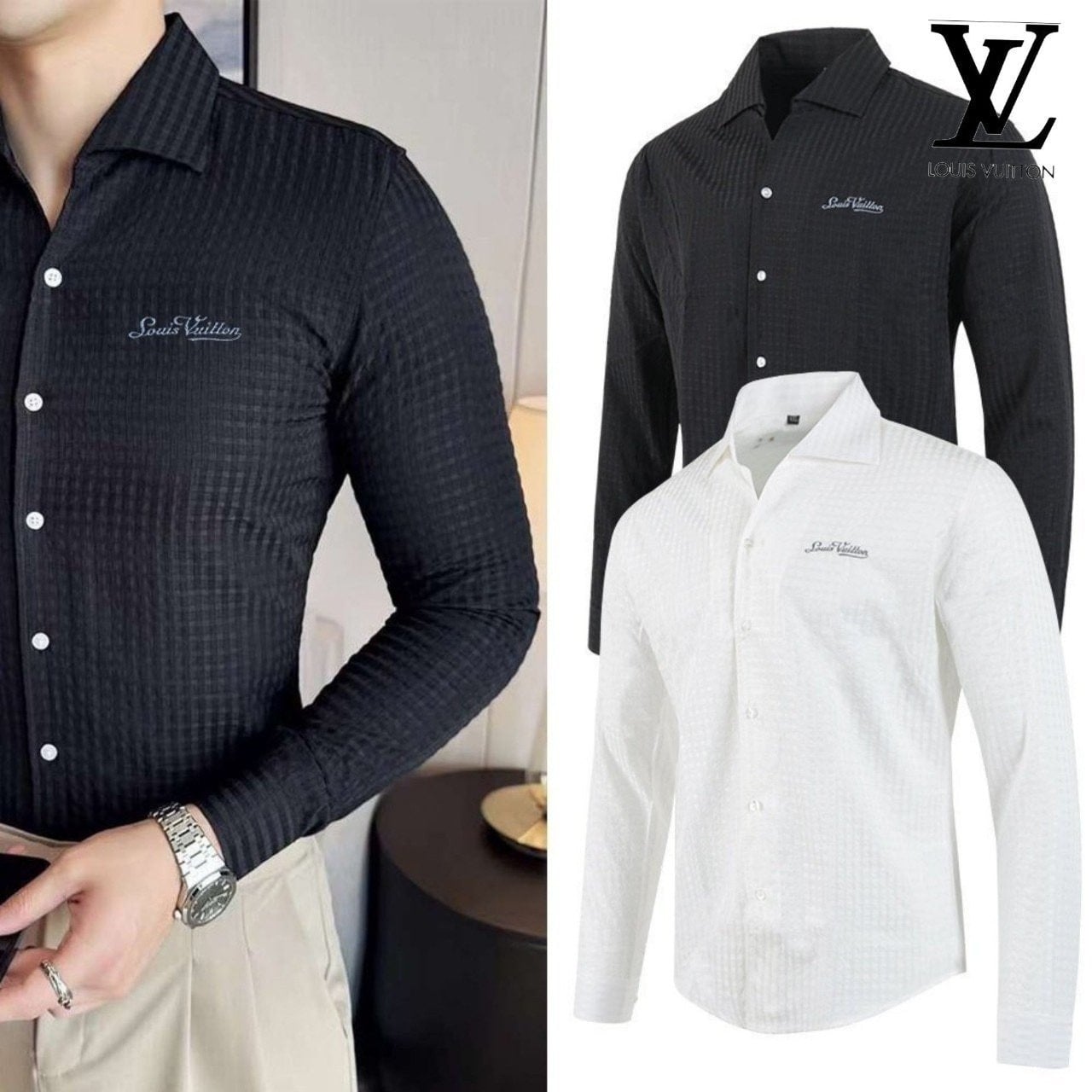 루 다미 엠보 슬림핏 셔츠105