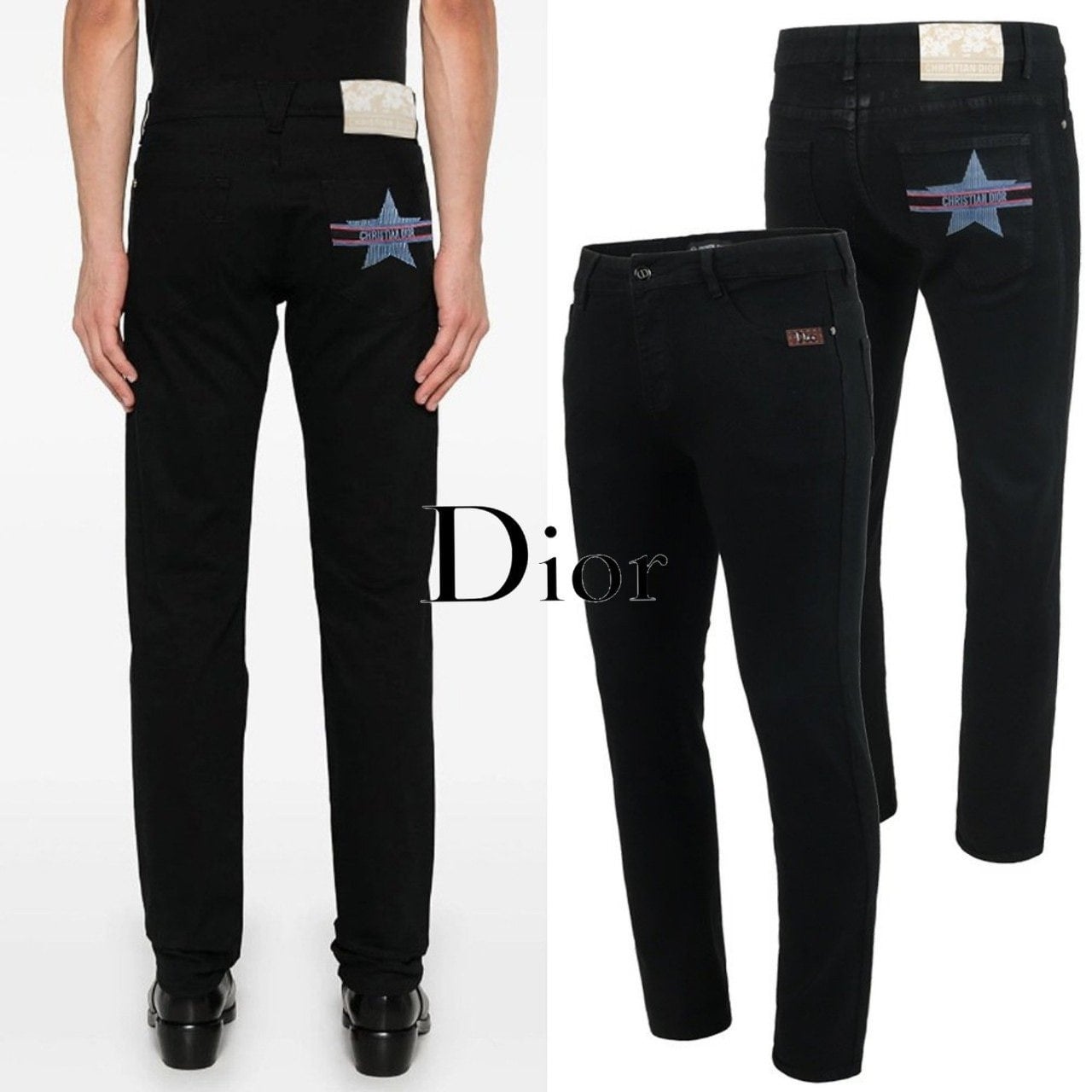 디 D.스타 프린트 블랙진 105