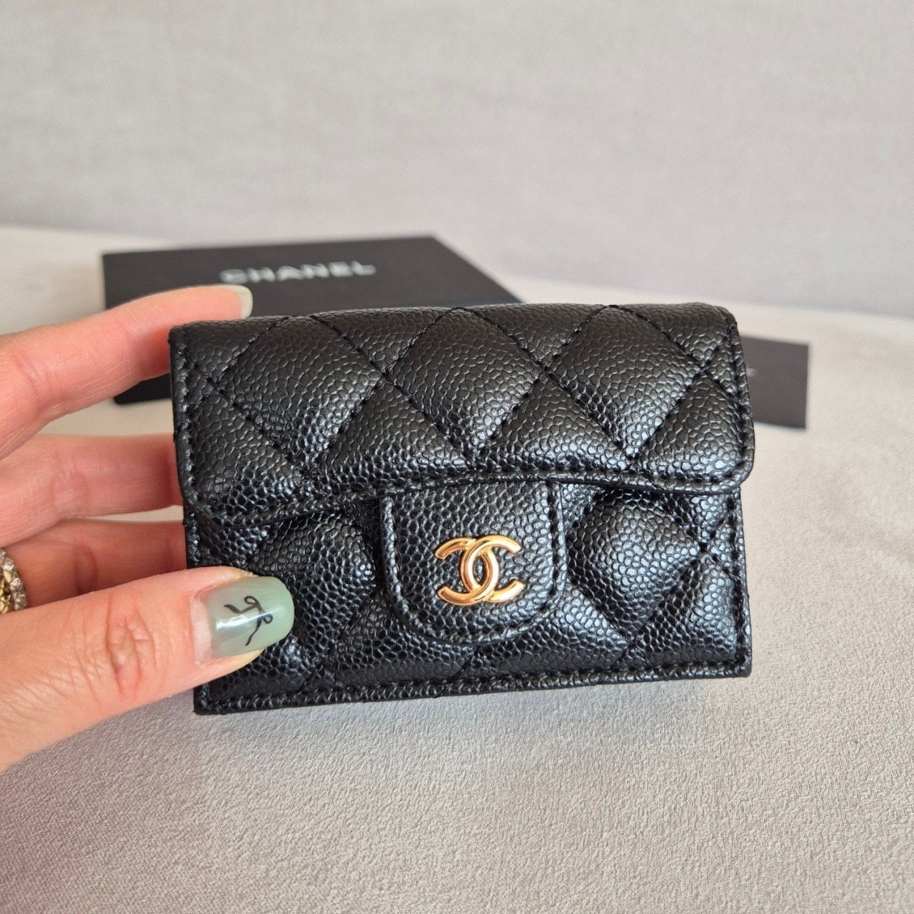 #클래식스몰플랩3단미니반지갑 (블랙금장/최상급)