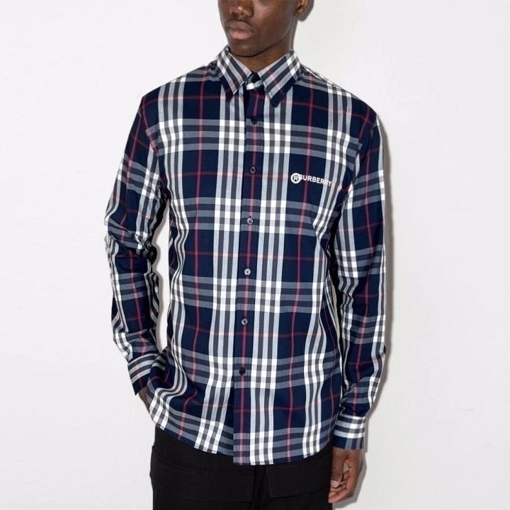 💕 버** 로고 프린트 체크 셔츠