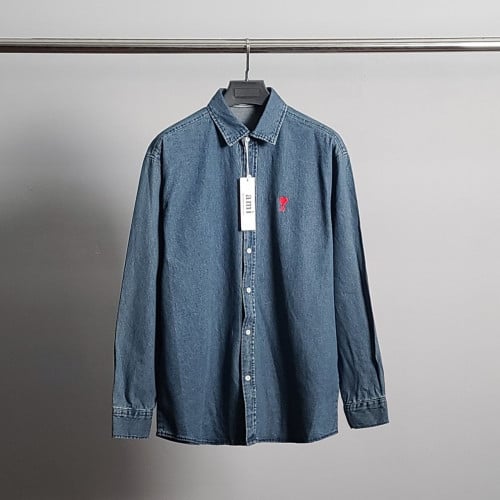 💕 아* 스몰하트자수 오버 데님 셔츠