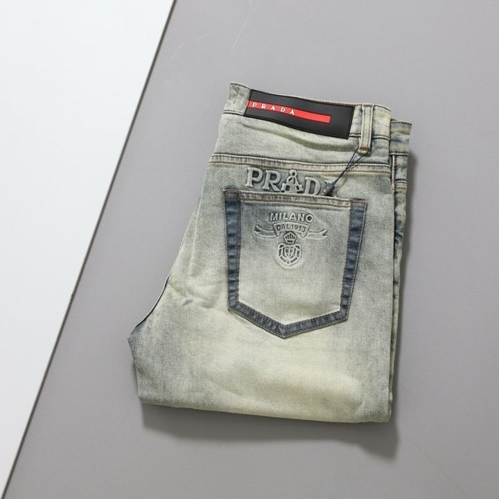 레드라벨 엠브로이드 포켓 로고 워싱 데님 팬츠 PR-3729