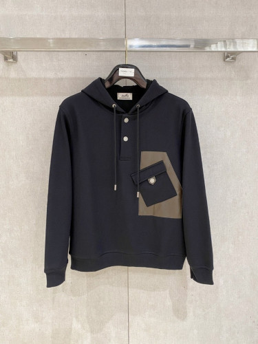 투버튼 포켓후드(기모) 블랙 HE-1207