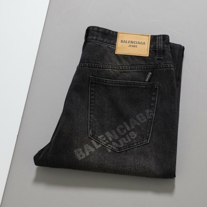 멀티 레터링 로고 블랙 스트레이트 진 BC-3476