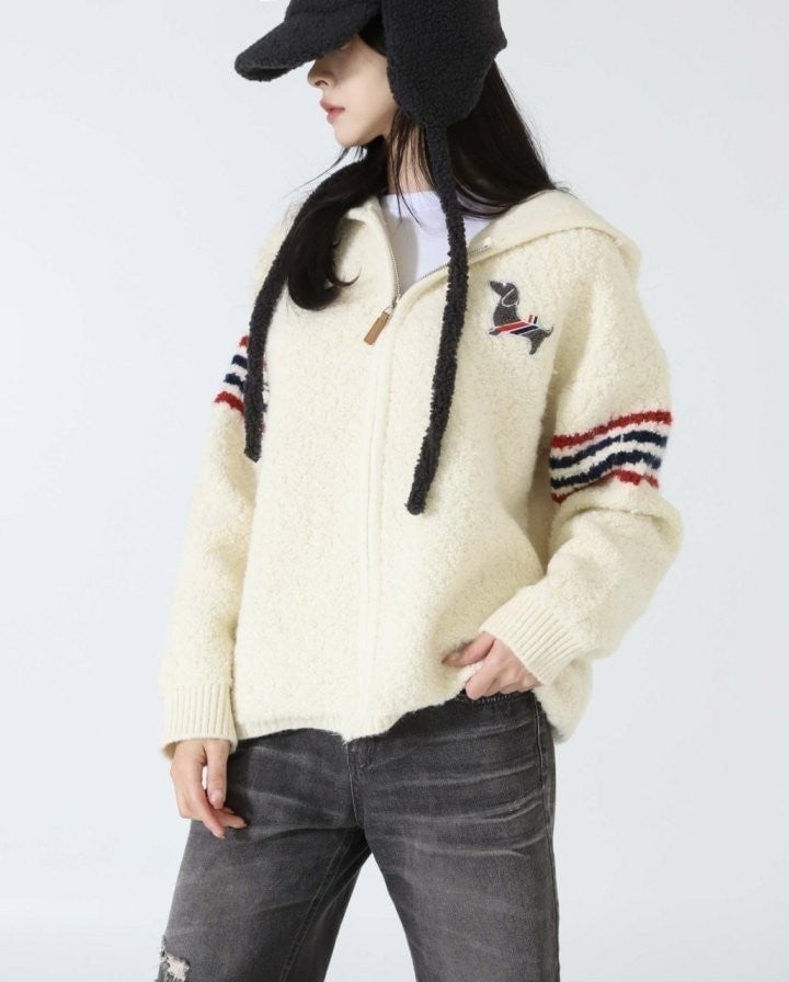 여성 모던 클래식 도그 후드 셰르파 자켓 TM-4014