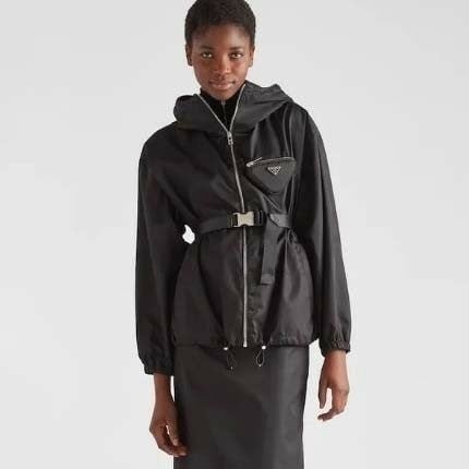 여성 파우치가 달린 리나일론 후드 블루종 재킷 PR-3616