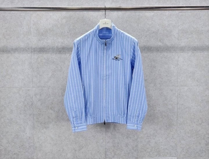 은방울꽃 자수 스트라이프 지퍼 셔츠 DI-1778