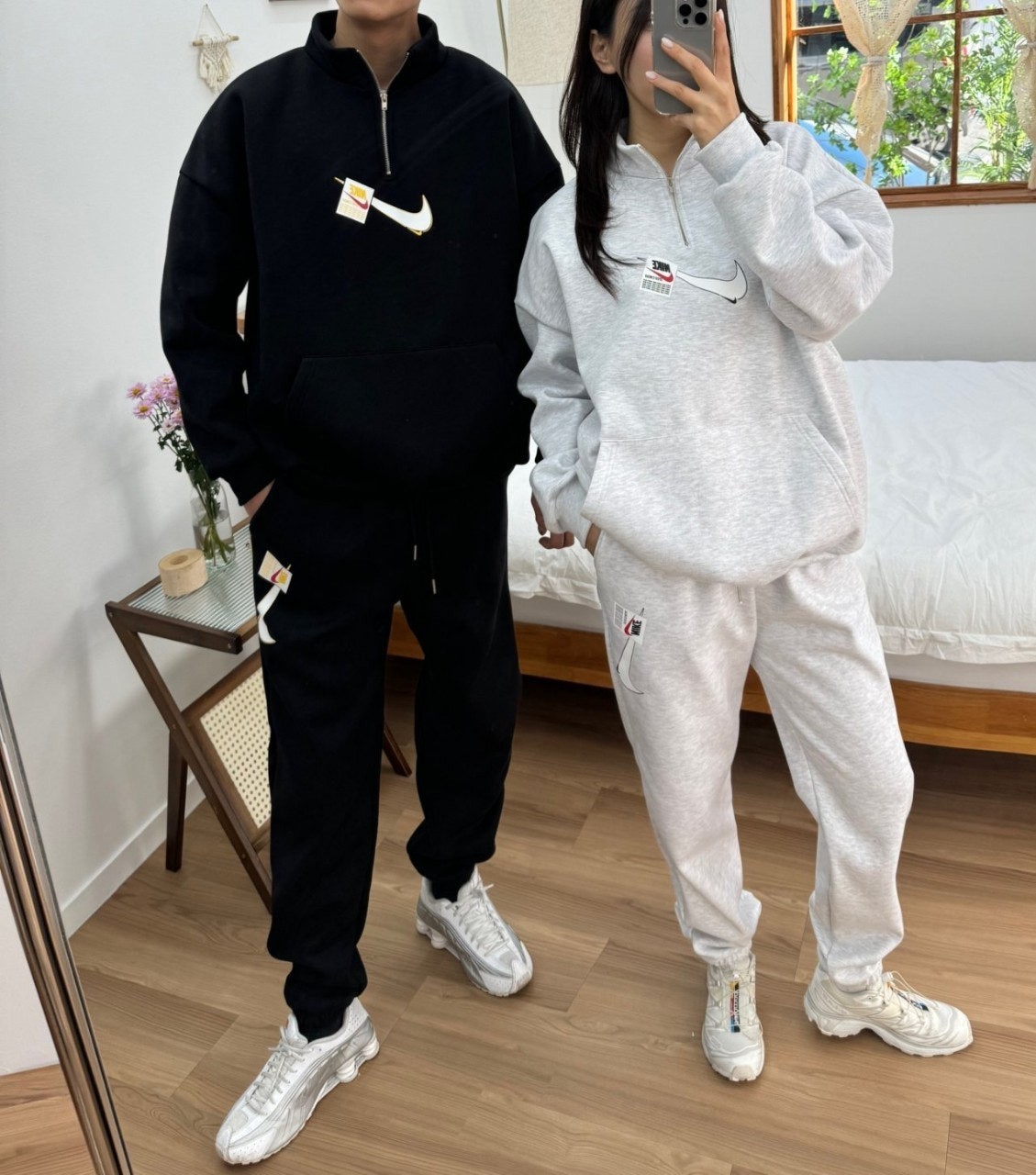 스퀘어 고밀도쭈리 합포반집업 셋업 NK-3545