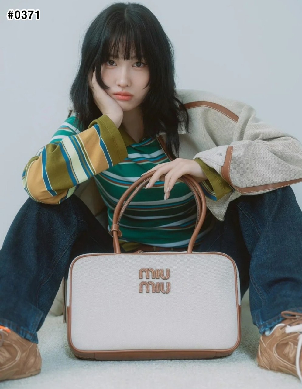 🍀 [MIUMIU] 미우미우 캔버스 탑 핸들백 베이지 브랜디 🍀