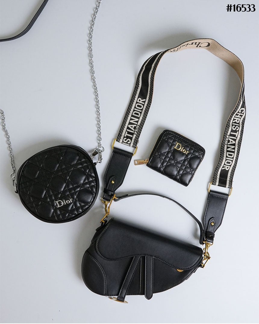 🔆 [DIOR] 크리스찬 디올 Saddle 새들 스트랩 백 & Caro 카로 까나쥬 라운드 체인 클러치 백 & Caro 카로 까나쥬 라벤더 반지갑 셋 🔆