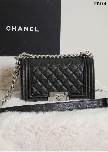 🔆 [CHANEL] 샤넬 캐비어 빈티지 은장 플랩 보이백 스몰 🔆