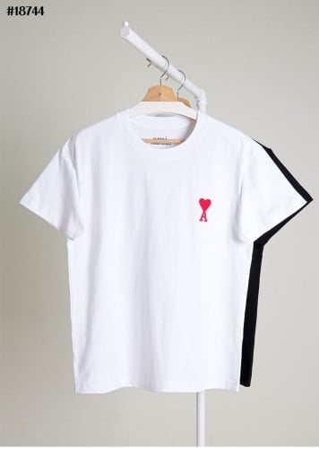 🔆 [AMI] 아미 레드 하트 로고 클래식 숏 슬리브 코튼 티셔츠 🔆